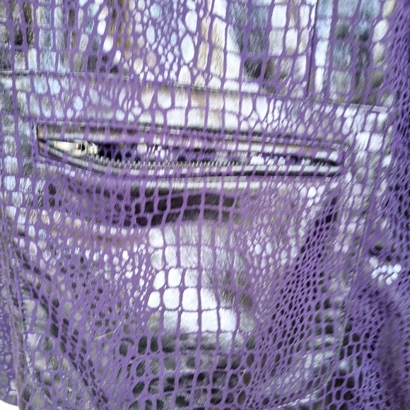 Plus Sz3X Purple Elemenz Jacket Faux Croc Zip Front/Pockets Brand New With Tags - Picture 6 of 10